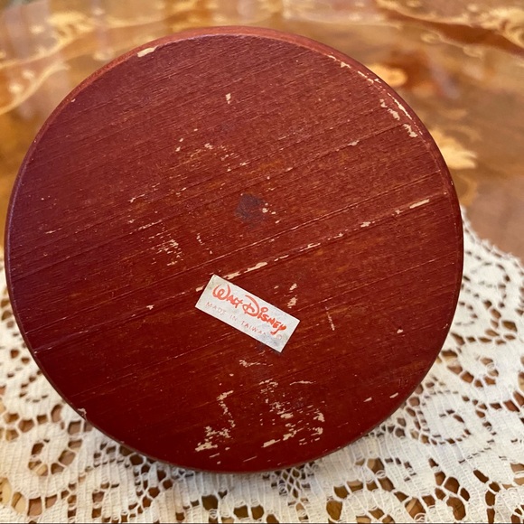 Vintage Walt Disney Minnie and Mickey Baby Christmas Wooden Ceramic Snow Globe - Picture 5 of 5